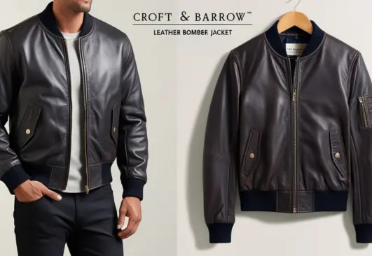 Croft And Barrow Leather Bomber Jacket