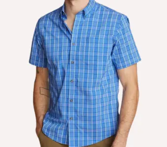 Men's Eddie Bauer UPF 50 Voyager Short Sleeve Button-Down Shirt