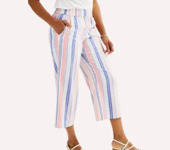 Women's Croft & Barrow® Striped Wide Leg Cropped Pants